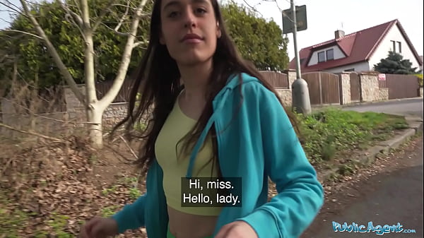 Public Agent Brunette jogger with a great ass measures a big cock before fucking it