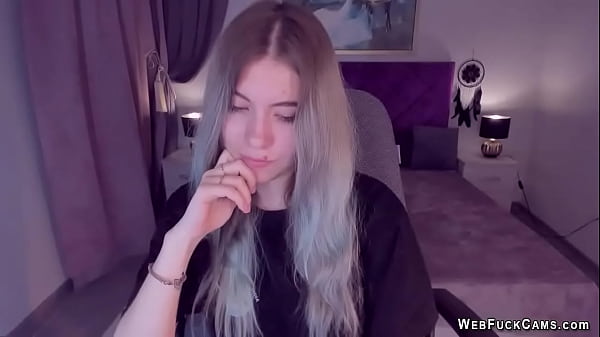 Busty Ukrainian teen flashes shaved pussy on solo webcam show