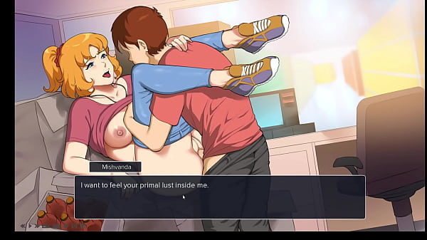 Milf Plaza Hentai porn game part 11 handjob on the couch