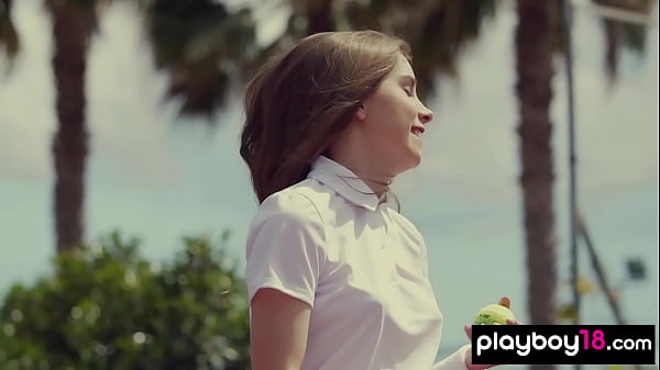 Lovely Ukrainian tennis player Kate Chromia stripping at the court outdoor