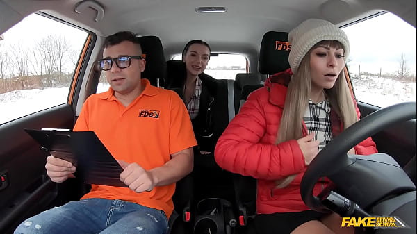 Fake Driving School – A threesome featuring two hot CZECH BABES with perfect TITS AND ASS