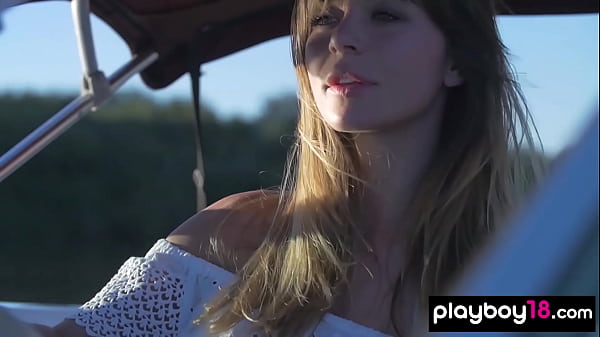 Super sexy all natural naked Ukrainian Lilii taking sunbath on her boat