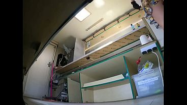 Hot and stupid girl in mini skirt and sexy panties secretly upskirted at work by her naughty boss – voyeur pov